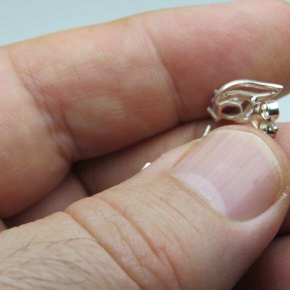 *925 Sterling Silver Genuine Ruby Earring Studs - Picture 5 of 5